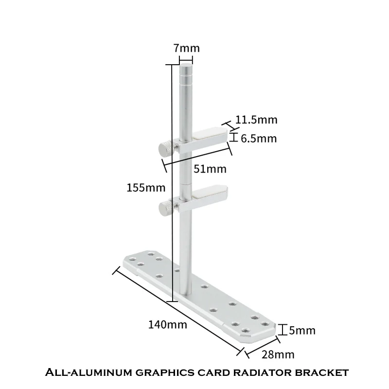 Graphics Card Bracket for Side Glass Panel Computer Case, Aluminum VGA GPU Support, 120 Fan Position Mounting