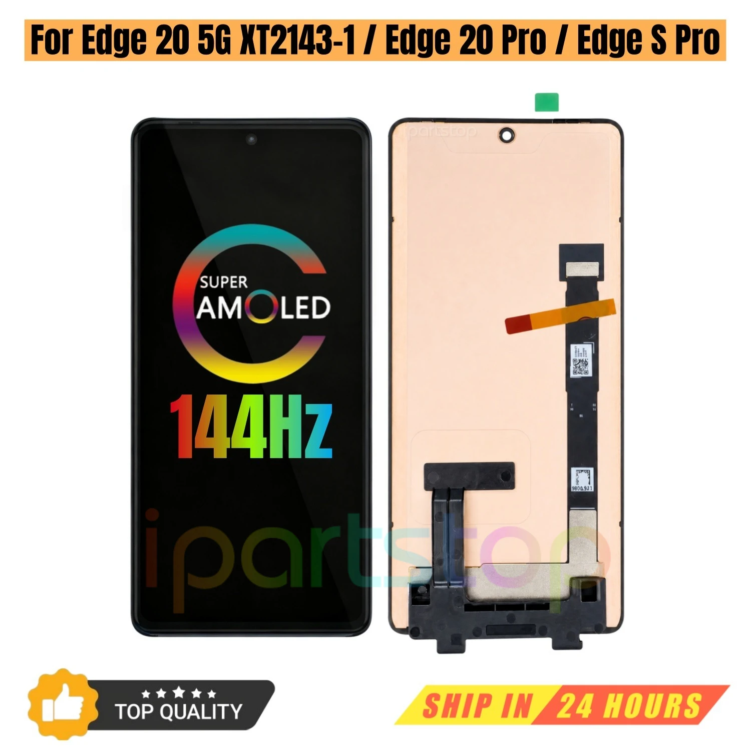 iParts Replacement New Display for Motorola Edge 20 5G XT2143-1 Edge 20 Pro XT2153-1 S Pro 144Hz OLED Touch Screen Assembly OEM
