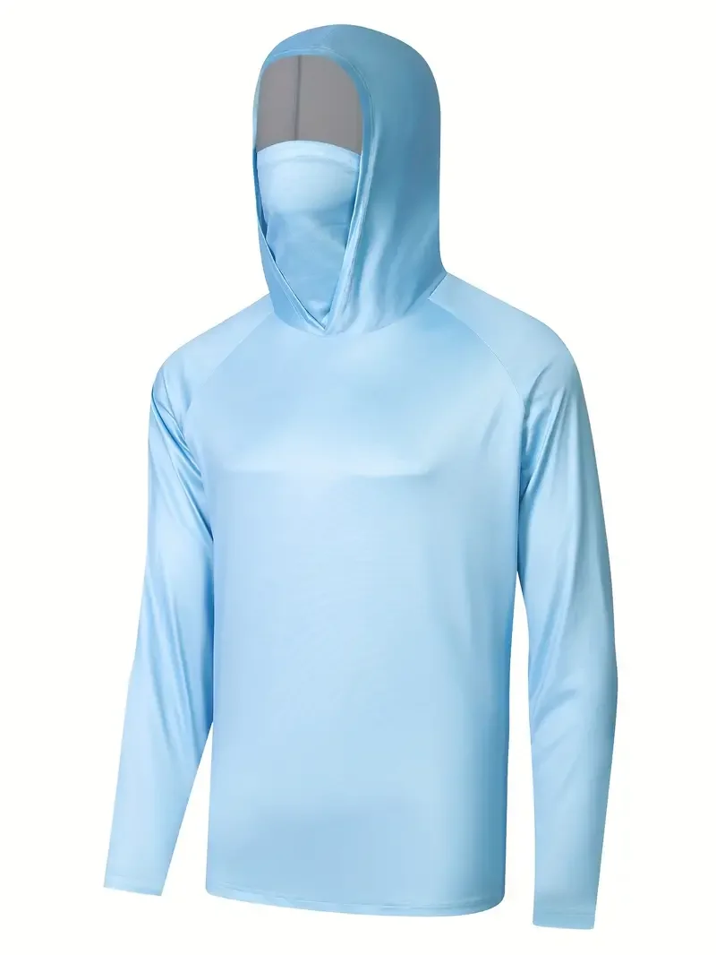 Outdoor New Men Odzież wędkarska Bluza z kapturem Anti-UV Filtr przeciwsłoneczny UPF50+ Szybkoschnąca koszula wędkarska z długim rękawem i osłoną twarzy