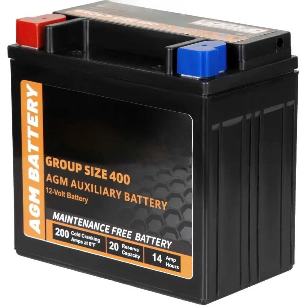 

Auxiliary Battery, BCI Group 400 AGM Battery, 200CCA, 20RC,12V 14Ah Maintenance Free 36 Months Warranty