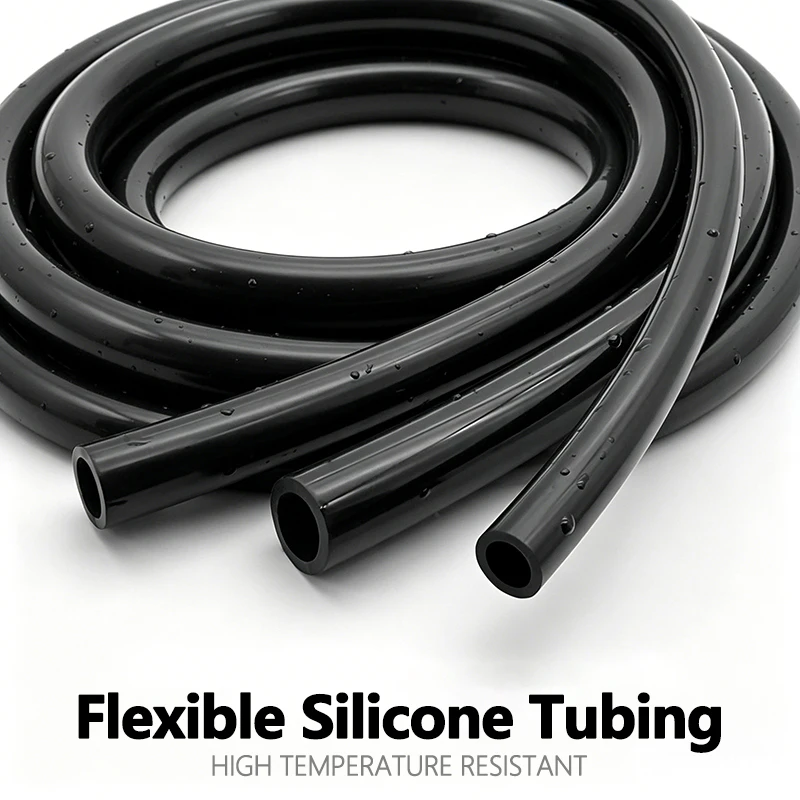 2M Food Grade Black Silicone Rubber Hose ID 1-25mm Nontoxic Odorless Flexible Tube For Coffee Machine Water Purifier Aquarium