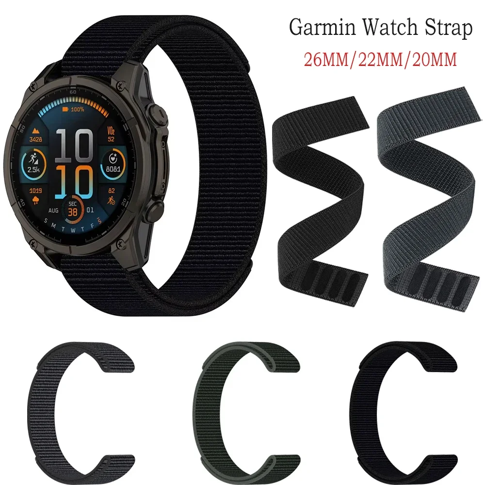 26mm 22mm 20mm Loop Nylon Strap for Garmin Fenix 8 51mm 47mm E/7X/6X/5X/Venu 3 Fashionable Breathable Bracelet for 965 955 265