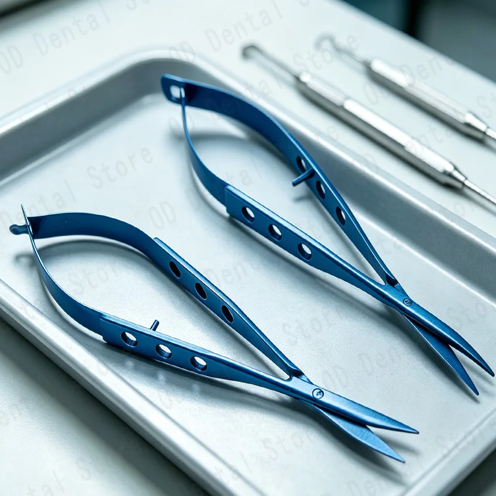 Ophthalmic Surgical Instruments Conjunctival Eye Scissors Blunt Curved Tip Stainless Steel Titanium