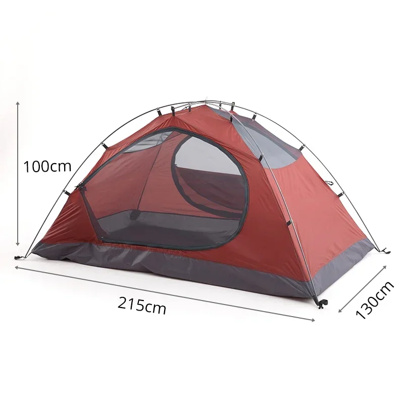 Outdoor Double Layer Stormproof Camping Tent for 2 People Thickened Portable All-Season Tent for Hiking Trekking Mountain Travel