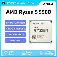 AMD Ryzen 5 5500 R5 5500 3.6 GHz 6-Core 12-Thread CPU Processor 7NM L3=16M 100-000000457 Socket AM4 No Fan