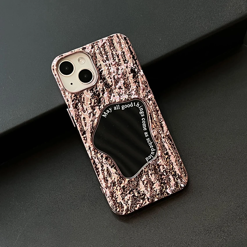 حافظة هاتف مرآة غير منتظمة لهاتف آيفون 17 16 15 14 13 Pro 12 11 Max Plus 16Pro حافظة هاتف ذات ملمس متعثر فريد من نوعه 17Pro