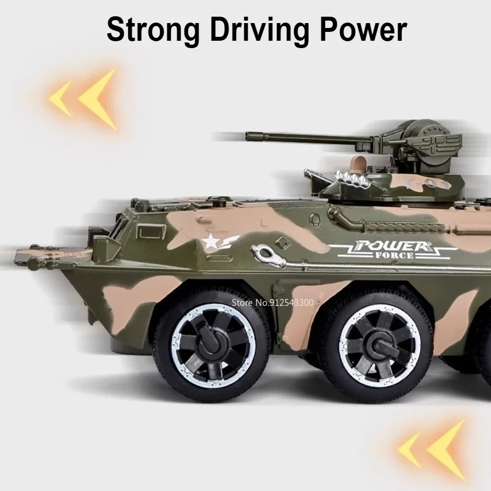 1:32 Scale Armored Personnel Carrier Model Car Toy Alloy Military Chariot Toy Models Music Light Pull Back Ornament Gift for Kid