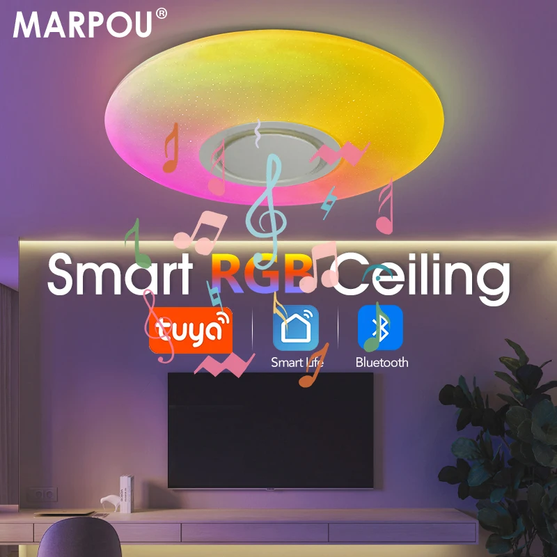 

MARPOU 36W LED Ceiling Light RGB Lighting APP bluetooth Music Lamps For Home Bedroom with Remote Control Living Room Ambient 220