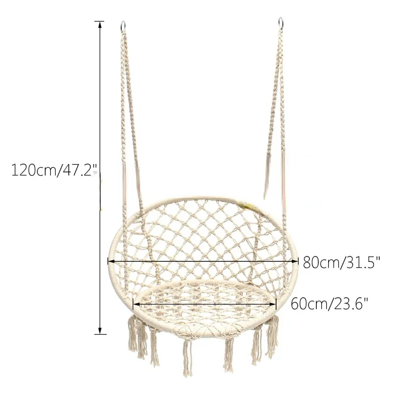 Hamaca redonda para niños y adultos, columpio colgante para interiores y exteriores, muebles de jardín, silla de dormitorio