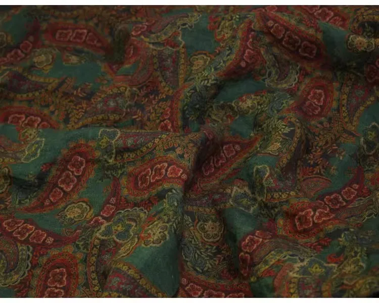 

1yard high quality flax fabric Unique flower print tela dress shirt bag cheongsam fabric for material