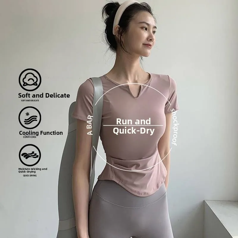 

Женский спортивный топ для бега и йоги: быстросохнущий, дышащий, облегающий, для лета, с эффектом «второй кожи», для активного отдыха на улице