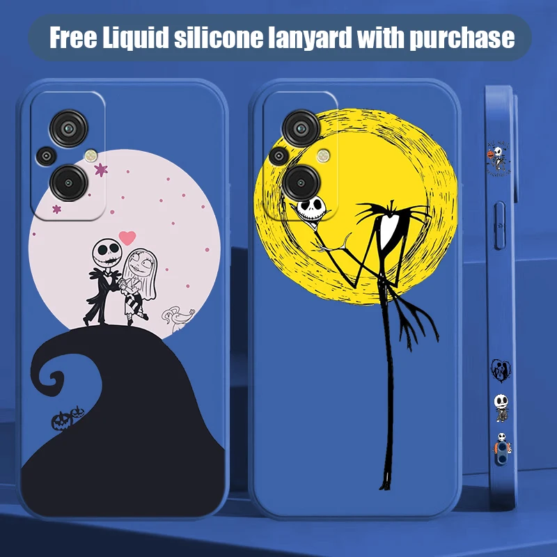 Cartoon The Nightmare Before Christmas For Xiaomi Redmi 9 10 11 12 13 A AT C T X A1 4G 5G Liquid Left Rope Phone Case Funda Capa