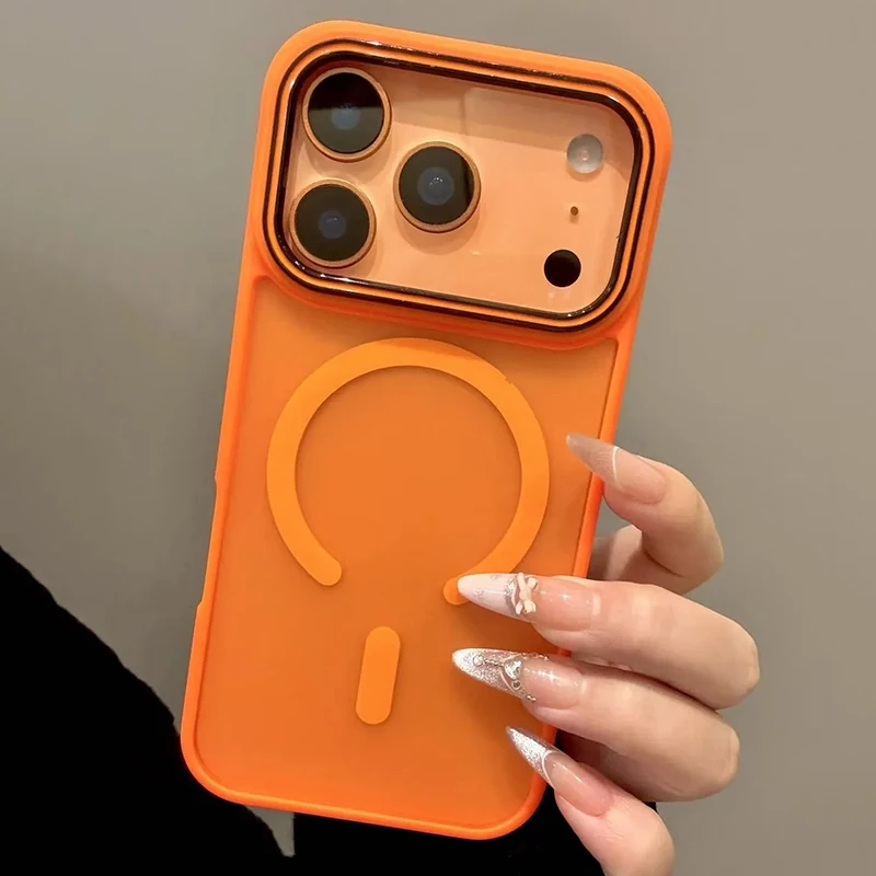 Casing Ponsel Transparan Matte Mewah Untuk Pengisian Daya Nirkabel Magsafe Untuk iPhone 17 16 15 14 13 Pro Max 17Air 17 Penutup Bumper Magnetik