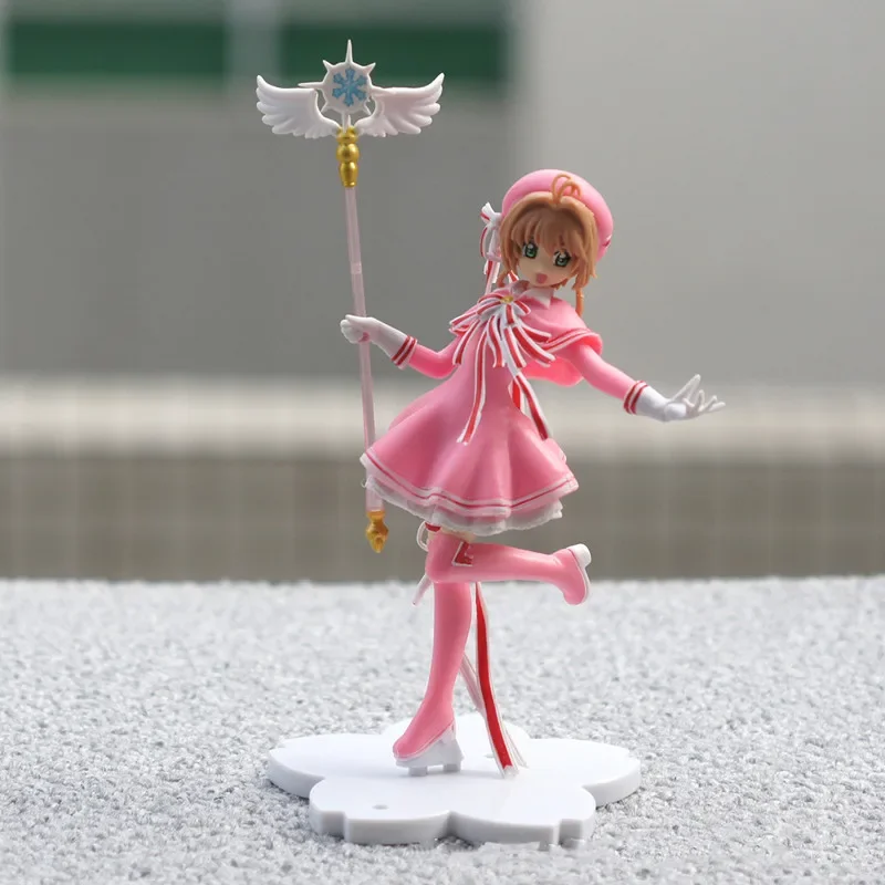 

Anime Lovely Pink Card Captor SAKURA Action Figures Models PVC Figure Model Car Cake Decorations Magic Wand Girls Toys Gift