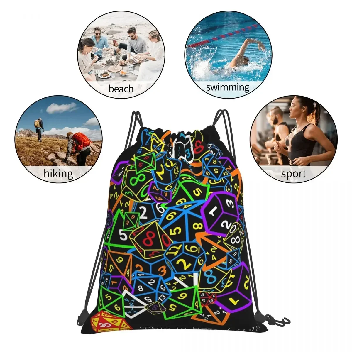 D&D (Dungeons And Dragons) - This Is How I Roll Backpacks Drawstring Bags Drawstring Bundle Pocket Shoes Bag BookBag