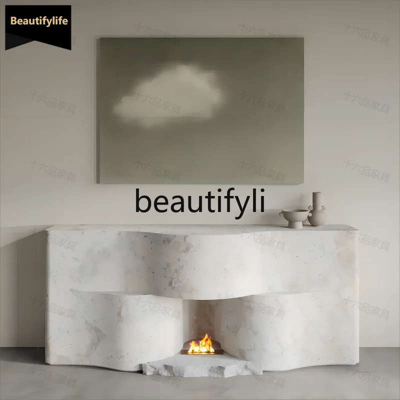 

Silent Wind Fireplace American Style Entrance Solid Wood Fireplace French Style Decorative Cabinet Bedroom Storage Rack