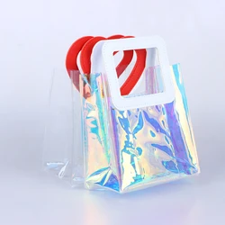 Borsa per la spesa in PVC trasparente creativa con borsa regalo con manico borsa regalo riutilizzabile multiuso di grande capacità