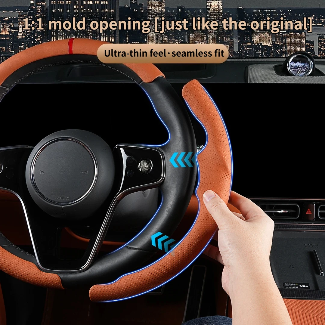 

For AITO M7 2026/ M8 2025 / M9 2024-2025 Car Steering Covers Leather 3-section All-inclusive Steering Wheel Protective Covers