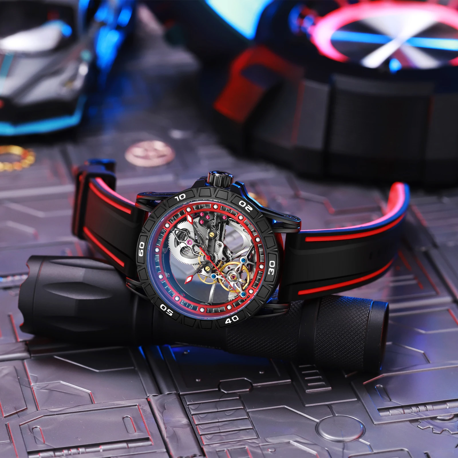 

Dulunwe автоматические для часов мужские модные полые прецизионные механические 30 м водонепроницаемые светящиеся повседневные деловые наручные часы