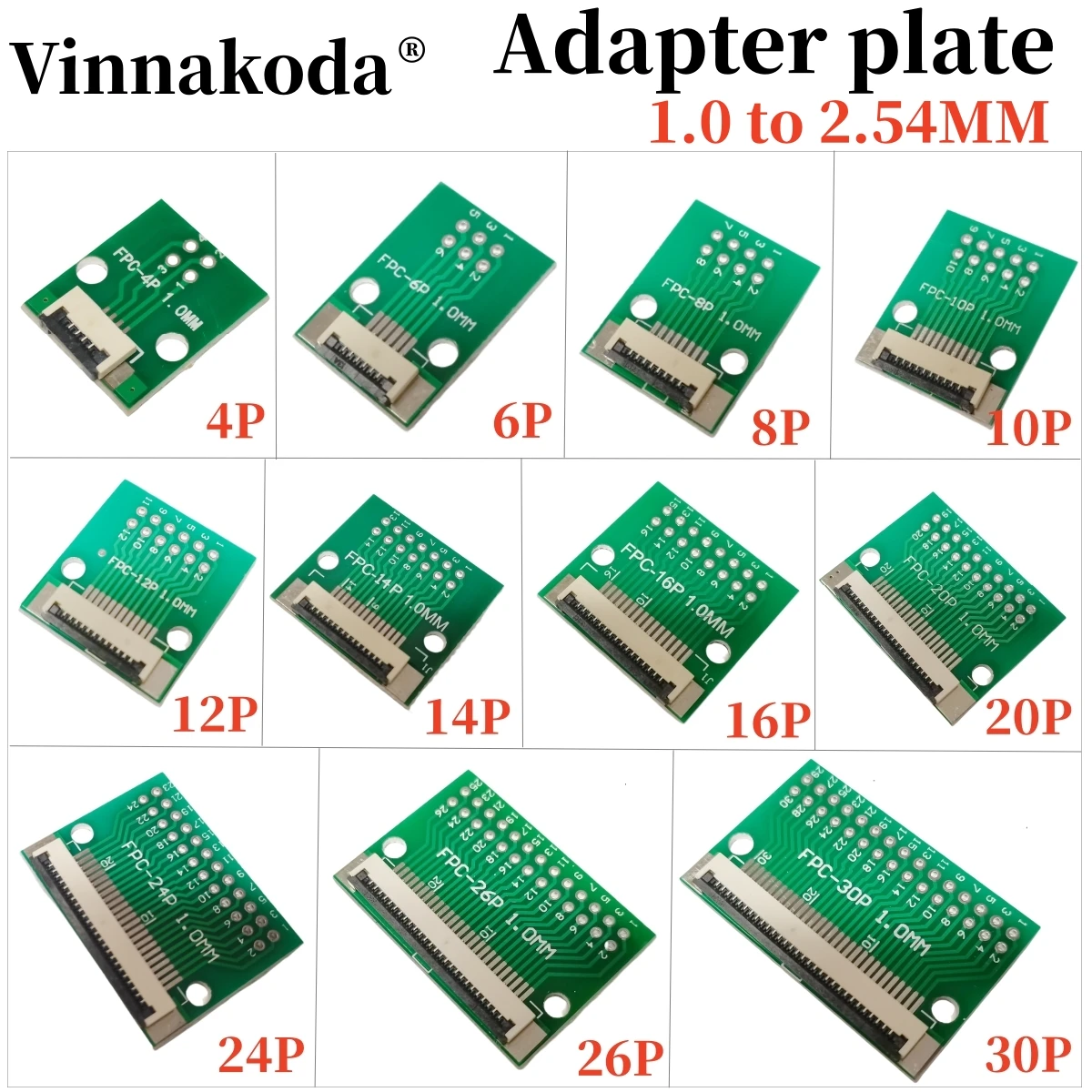 FPC FFC Flexible Cable Adapter Board 1.0mm Pitch Connector SMT to 2.54mm 4/5/6/7/8/9/10/12/14/15/16/18/20/22/24/26/28/30/32/40P