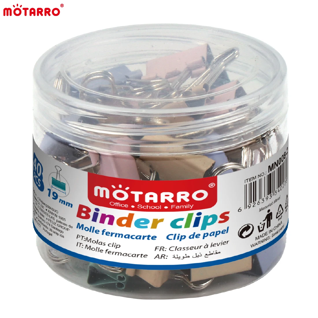 MOTARRO 40 Stuks 19mm Nieuwe Kleurrijke Zwaluwstaart Clip Moeiteloos Bindmiddel Clip Lange Staart Clip Voor School Kantoor Leren levert 1 Box