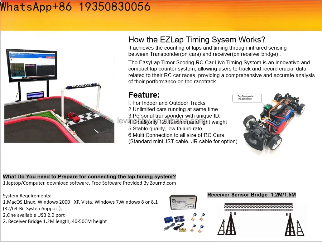Timer Scoring System for 1/28 1/10 RC Cars All Scales Racing Live Timing Li-Po Battery Transponders