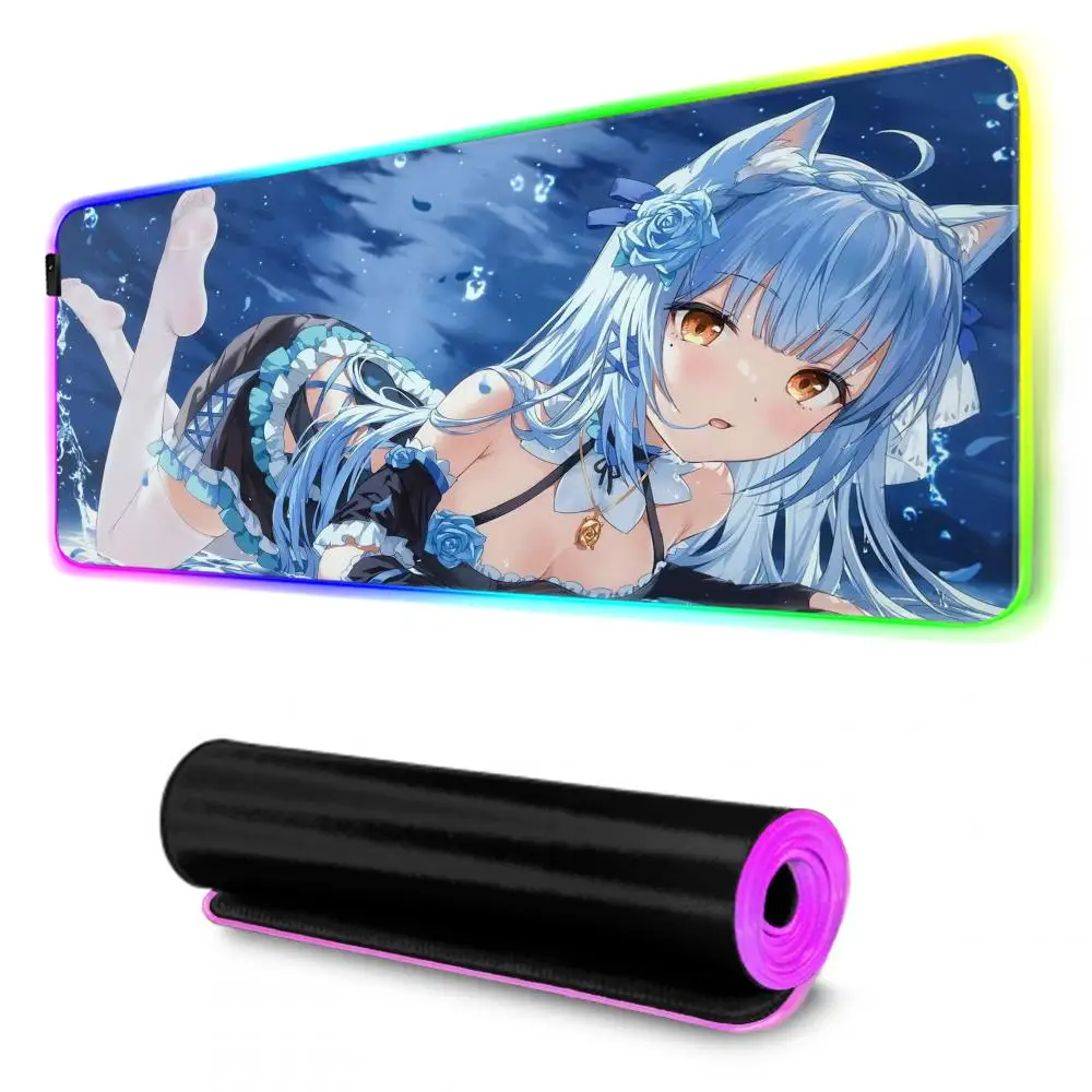 Anime Hololive Hoshimachi Suisei Mouse Pad XXL RGB Kawaii Gaming Accessories Computer keyboard Large Led Desk Mat Mousepad