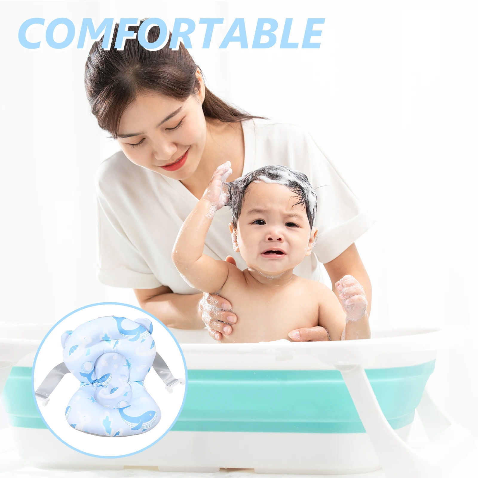 Keset Kamar Mandi Bantalan Suspensi Braket Bayi Baru Lahir Bantalan Pp Bak Mandi Anti Selip untuk Penopang