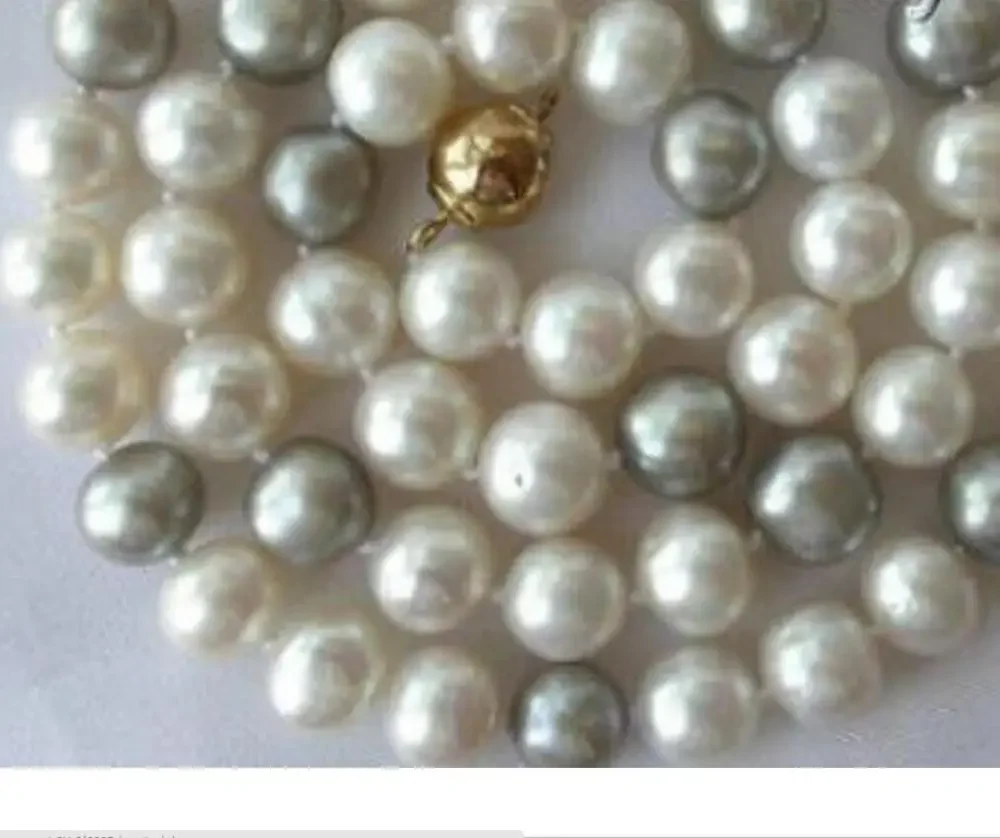 

Модные украшения, потрясающее большое ожерелье из белого и черного пресноводного культивированного жемчуга диаметром 8-9 мм в стиле барокко