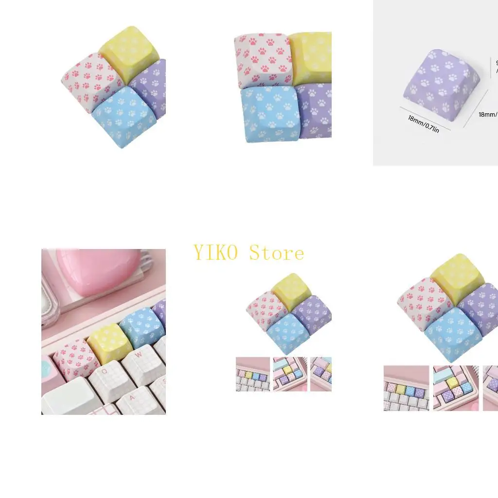 K32C Mechanical Keyboard Cover Keycap Set,4PCS Animal Print Button Keycaps for Table Styling, Keyboard Display, Typing Enhances