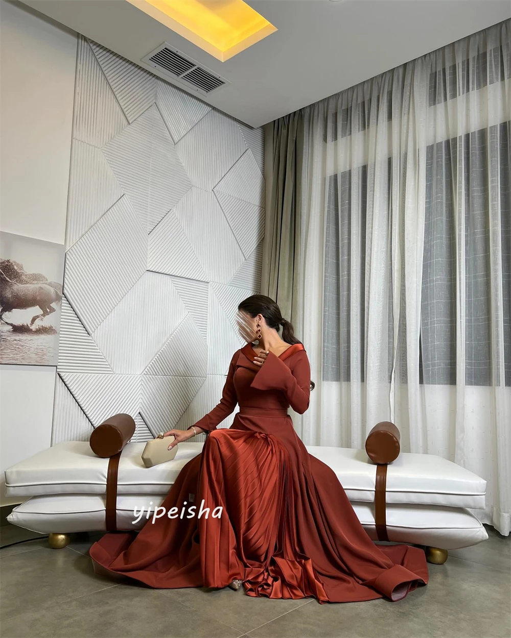 Customized Jiayigong s Criss-Cross Draped Valentine\'s Day A-line V-Neck Bespoke Occasion Gown Long Dresses