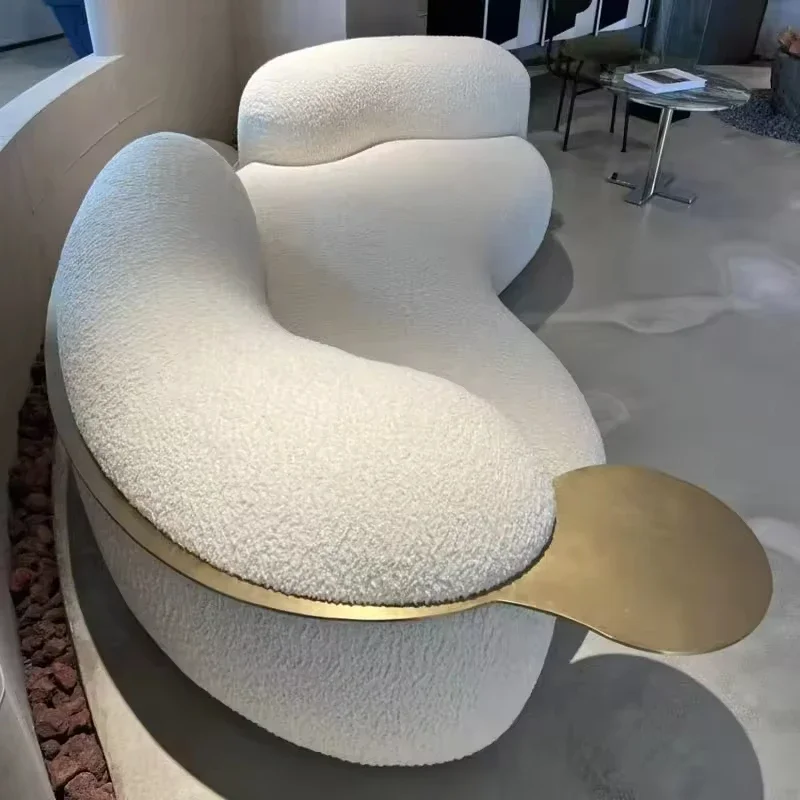 

Furniture Light Luxury Fashion Curved Cashmere Three-person Sofa Pea Sofa