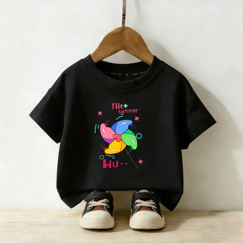Cartoon Style Small Car Printed Children's T-shirt New Personalized Parent-child Outfit Fashionable Casual Short Sleeved Shirt
