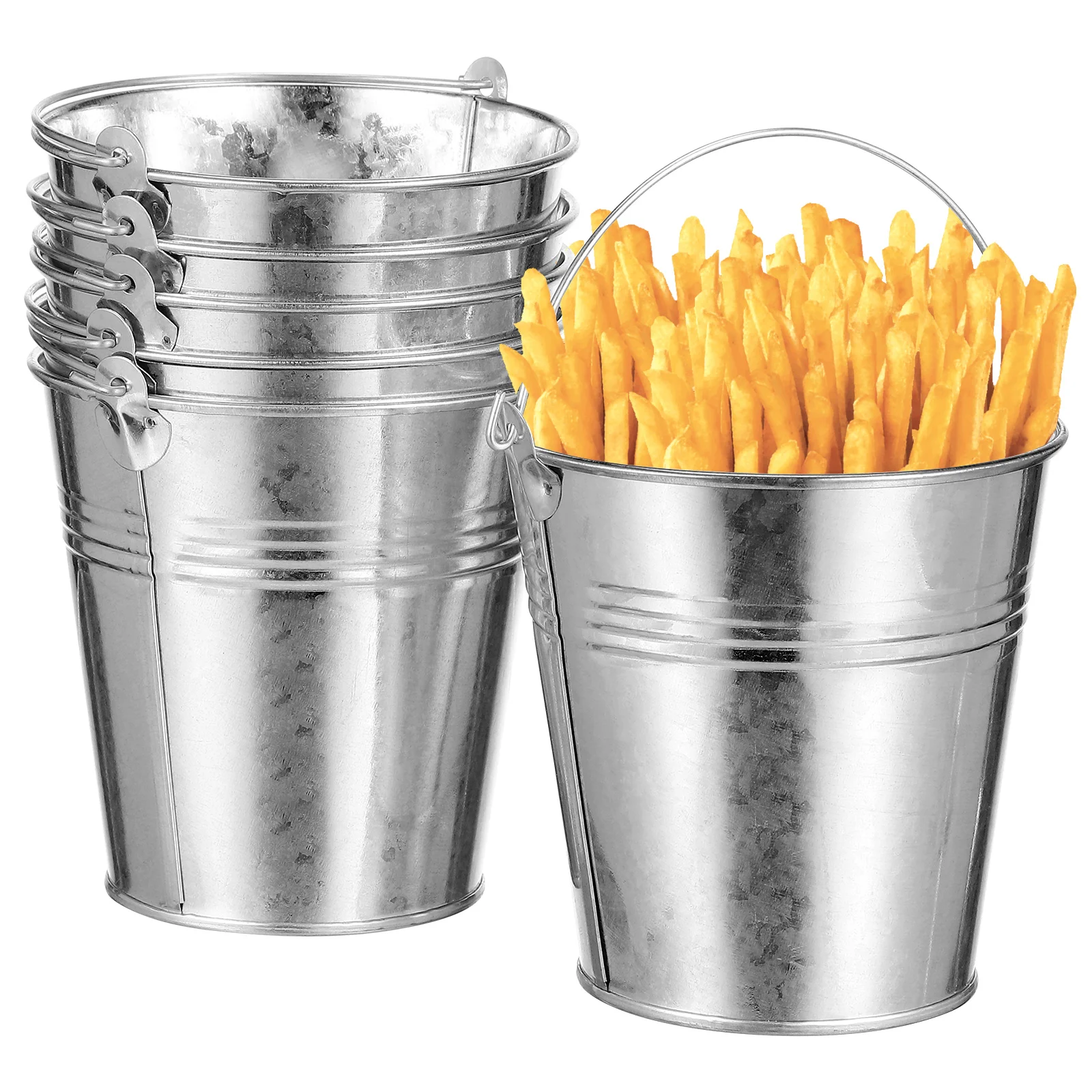 

6 Pcs Ice Bucket French Fries Tin Pail Tinplate Pails Food Containers with Lids