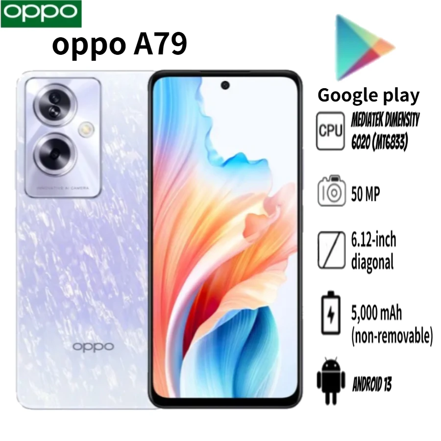 OPPO A79 Smartphone 8+256GB with Face Recognition Fast Charging Full-Screen Display Ideal Backup Phone for Students