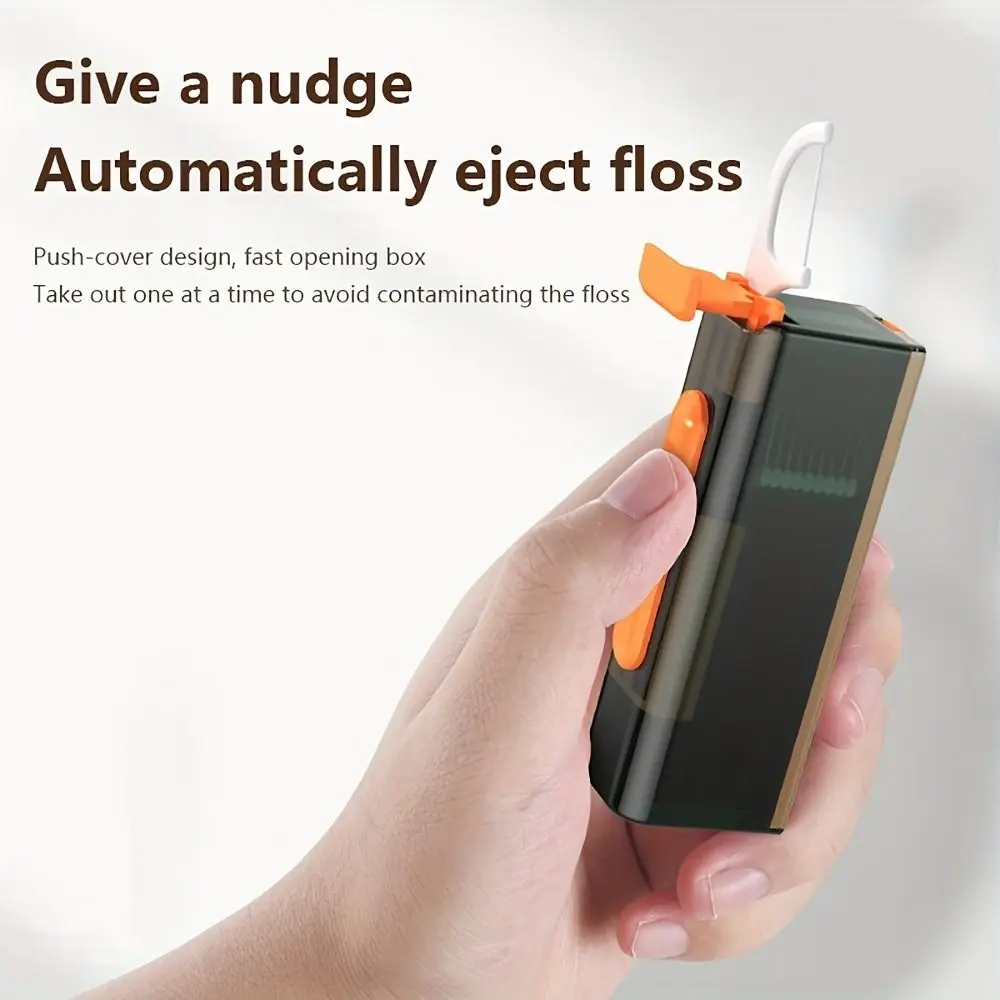 Mini Automatic Pop-Up Dental Floss Box Automatic Pop-Up Dustproof Dental Floss Pick Dispenser with 10Pcs Dental Floss