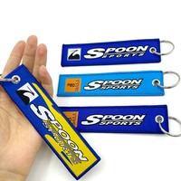 JDM Style Spoon Sports Embroidered Keys Tag Keychains for Honda Type One Backpack Pendant Keyring Car Keychain Jdm Honda Spoon