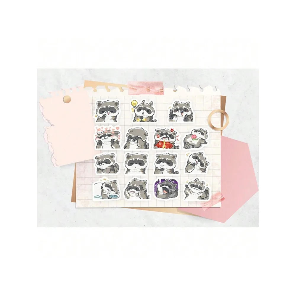 Cartoon Cute Little Raccoon Waterproof Ledger Sticker Computer Phone Case Water Cup IPad Notebook Decoration Sticker