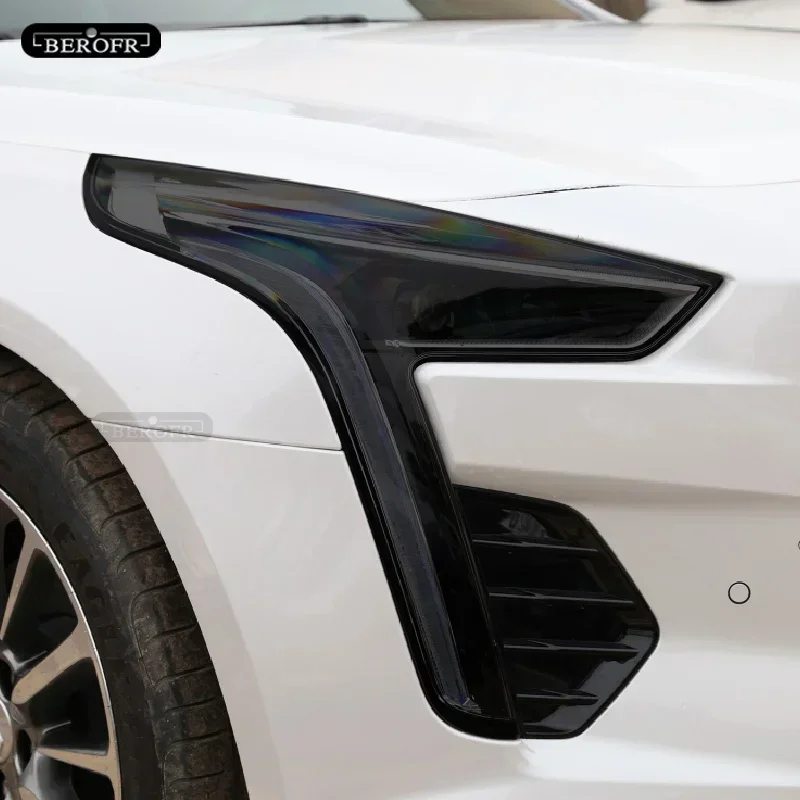 For Cadillac Escalade CT4 CT5 CT6 Car Headlight Protection Tint Film Smoke Black Transparent TPU Front Light Sticker Accessories