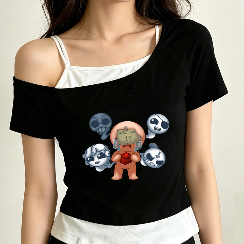 the Binding of Isaac cropped top female funny gothic anime shirt funny japanese harajuku 2000s streetwear