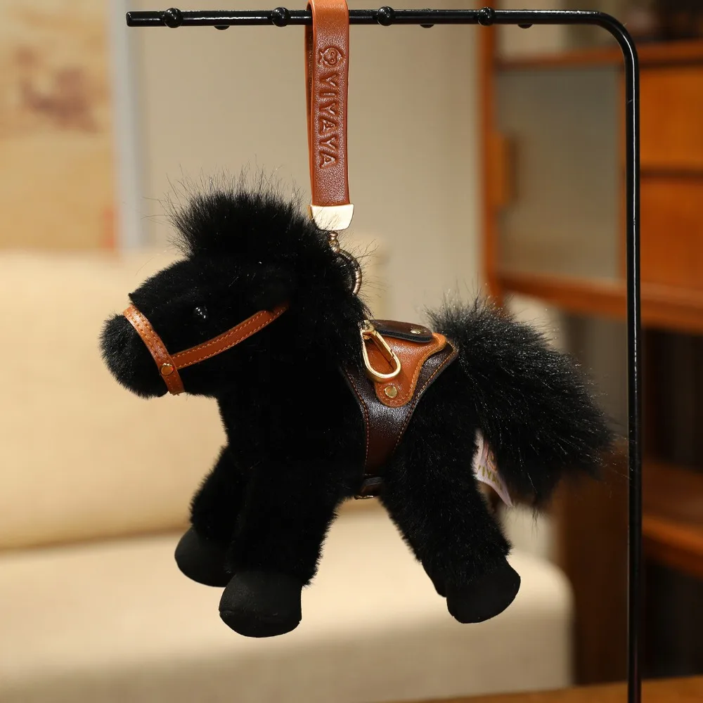 

Cartoon Horse Stuffed Toy Keychain Keyring Cute Pony Plush Doll Pendant Stuffed Soft Simulation Horse Toy Keychain