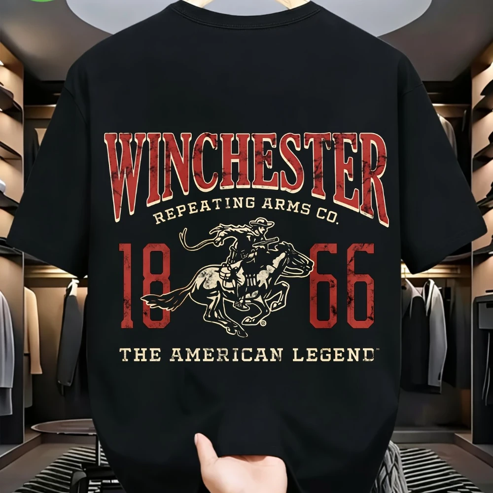 Summer Men'S T-Shirt in A Relaxed Classic Style Featuring Winchester Repeating Arms Co 1866 Celebrating The American Legend