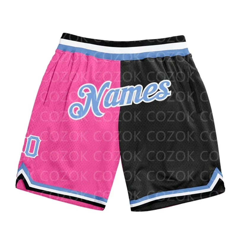 Custom Pink splice Authentic Basketball Shorts 3D Printed Men Shorts Your Name Mumber Quick Drying Beach Shorts