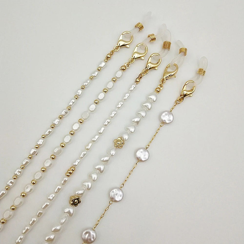 النظارات الشمسية الحبال الرقبة الأشرطة للنساء الرجال المعادن مكافحة خسر قناع الوجه قلادة اللؤلؤ سلسلة نظارات مقاطع نظارات القراءة سلسلة