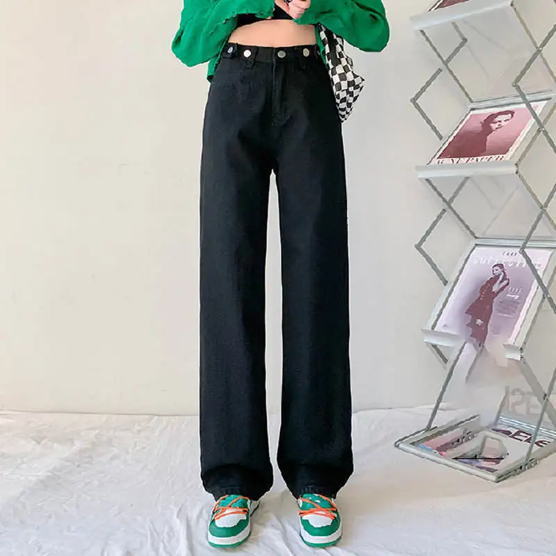 

Широкие джинсовые джинсы с высокой талией, женские джинсы больших размеров длиной до пола, свободные брюки прямого кроя, осенние брюки для поездок на работу