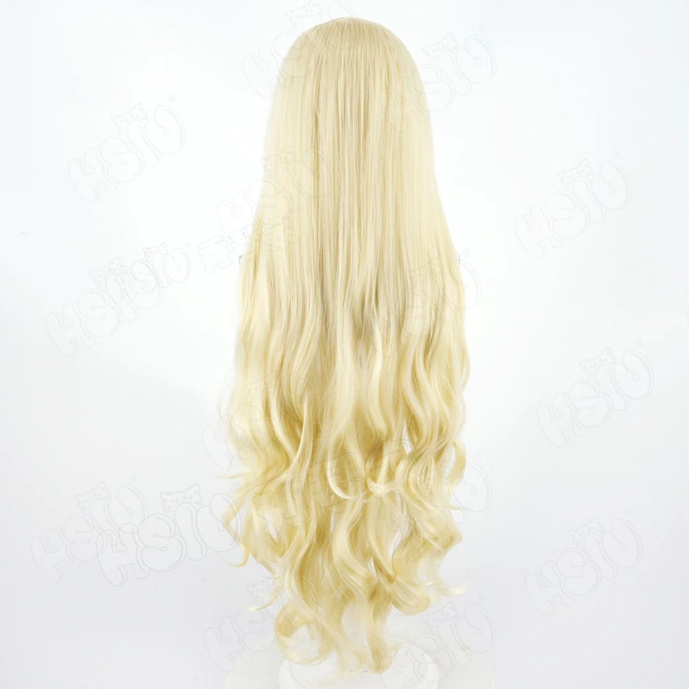 Peluca de Cosplay de Anime GOSICK Victorique, peluca sintética de pelo rizado rubio claro de 100CM de largo + gorro de peluca, peluca para fiesta de Halloween