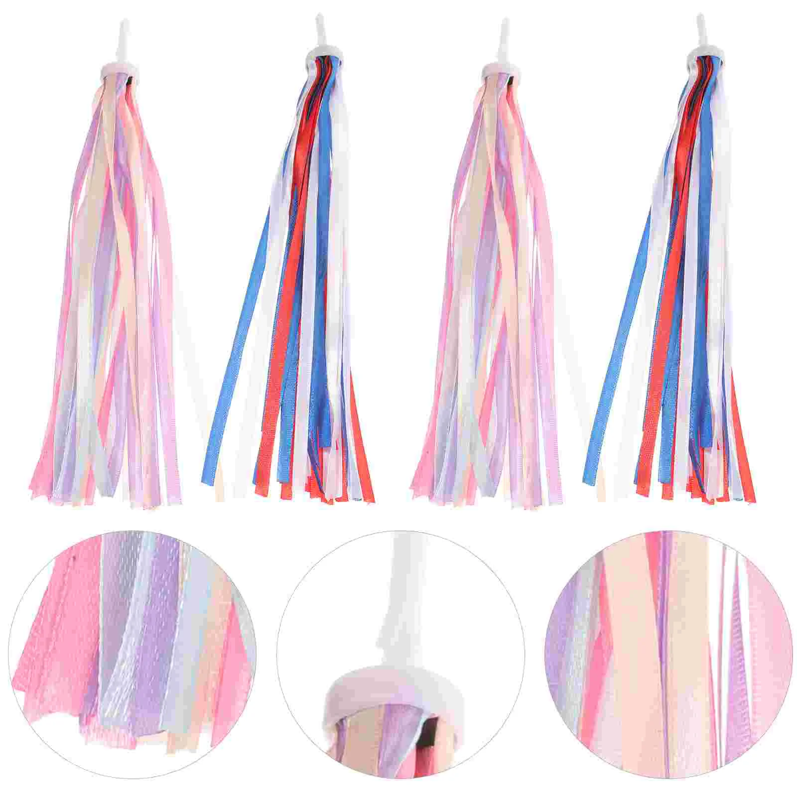 4 Pcs Children's Bicycle Decorations Colorful Streamers Tassels Scooters Bike for Girls Handlebar Decorate Ribbon Cloth