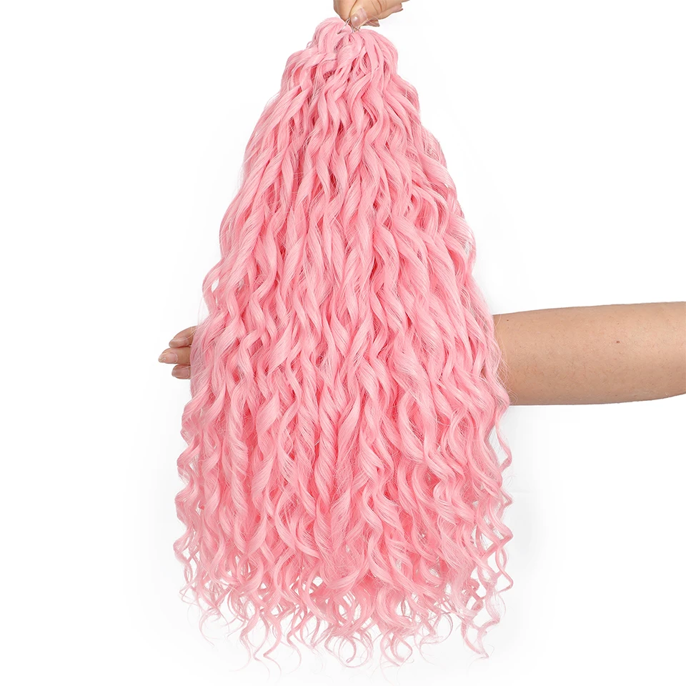 أسود جيسيكا تجعيد الشعر عميق متموج تويست الكروشيه الشعر كروشيه اصطناعي الضفائر ارتفاع درجة الحرارة الألياف تجديل وصلات شعر #5