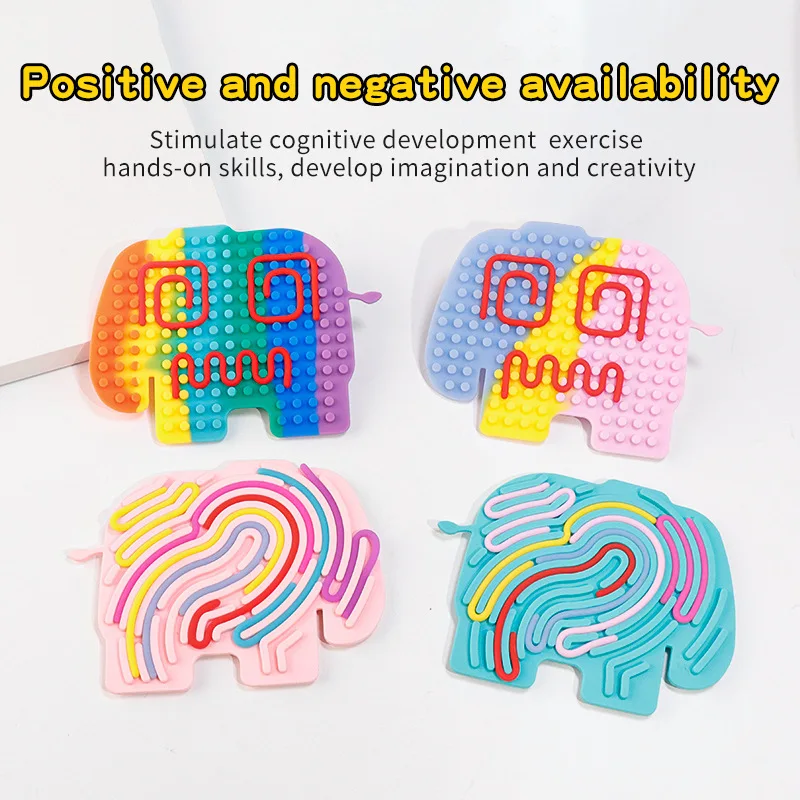 Cute Unicorn Butterfly Dinosaur Elephant Sensory Activity Board Kids Puzzle Stress Relief Toys Silicone Sensory Activity Board