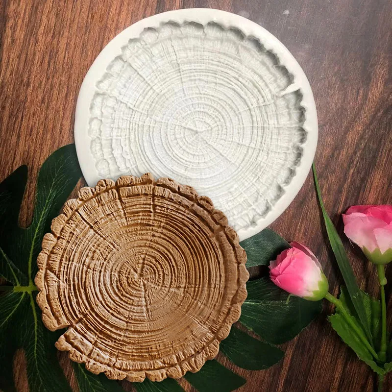 13cm okrągłe Coaster forma gipsowa kształt pnia mata na kubki silikonowe formy rękodzieło DIY akcesoria do rękodzieła formy betonowe do dekoracji